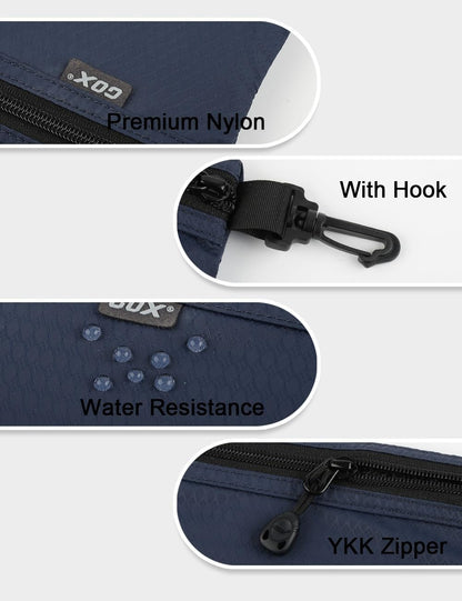 GOX Travel Toiletry Bag, Carry On Small Zipper Pouch, Cosmetic Kit Makeup, Digital Bag, Water Repellent Nylon (Orange)