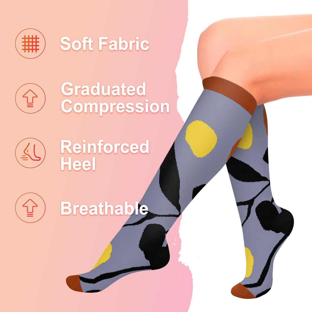 4 Pairs Compression Socks for Women Circulation-Best Support for Nurses,Running,Athletic,Travel