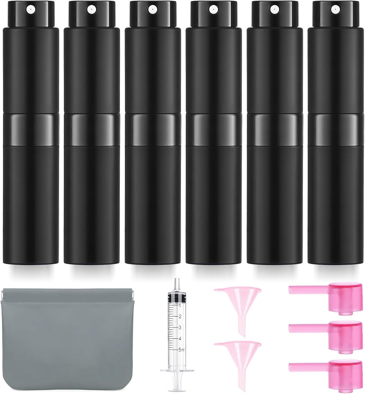 6 Pack 8ML Empty Perfume Atomizer Cologne Travel Spray Bottle for Refill Portable Cologne Dispenser Mini Sprayer for Women Men Twist Tpye