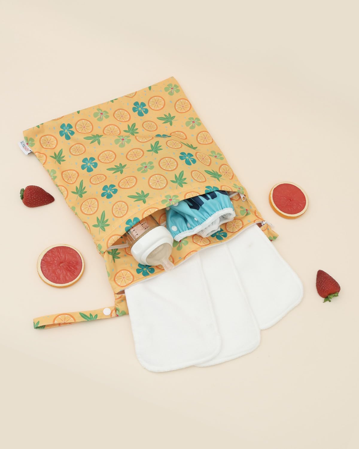 ALVA ALVABABY 3pcs Baby Cloth Diaper Wet/Dry Bags|Waterproof Reusable with Two Pockets|Travel, Beach, Pool, Daycare, Soiled Baby Items,Yoga,Gym Bag for Swimsuits or Wet Clothes 3L-ZM09 - Colors B
