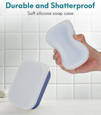 Quatish Compact Leakproof Travel Soap Case, Silicone Soap Box with Draining Layer, Enhanced Soap Container, Suitable for Camping, Gym, Bathroom, Outdoor Essentials, Green