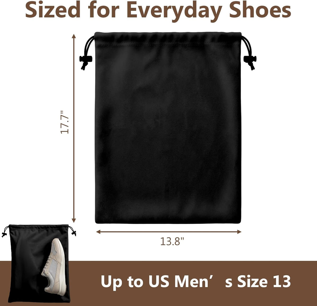 MERKFO Shoe Bags for Travel, 6 Pack Flannel Travel Shoe Bags for Luggage, Large Drawstring Shoe Dust Bags for Packing Shoes, Closet Storage, Fits Up to Men's Size 13, Beige