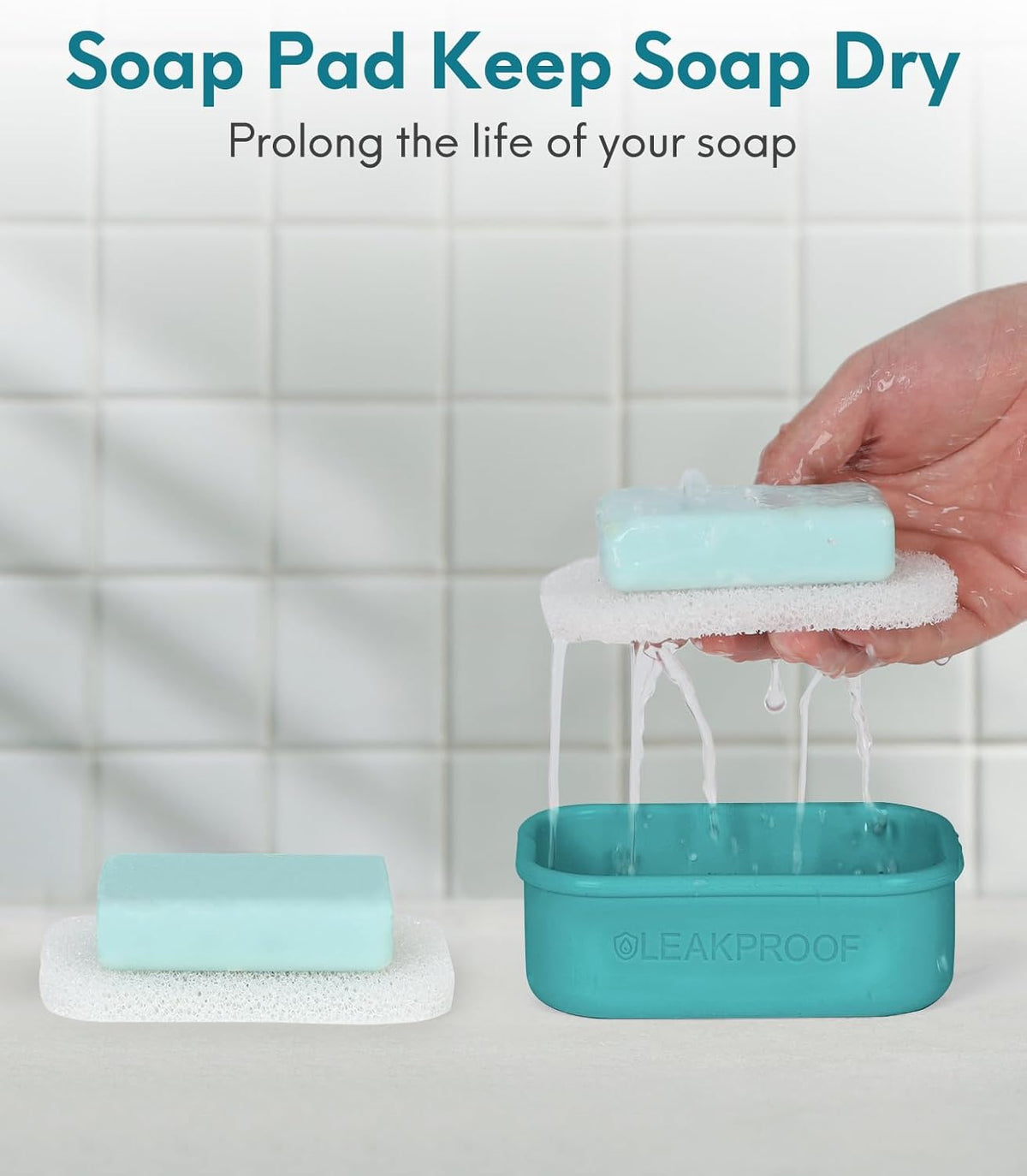 Quatish Compact Leakproof Travel Soap Case, Silicone Soap Box with Draining Layer, Enhanced Soap Container, Suitable for Camping, Gym, Bathroom, Outdoor Essentials, Green