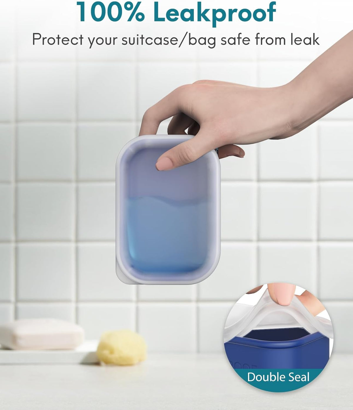 Quatish Compact Leakproof Travel Soap Case, Silicone Soap Box with Draining Layer, Enhanced Soap Container, Suitable for Camping, Gym, Bathroom, Outdoor Essentials, Green