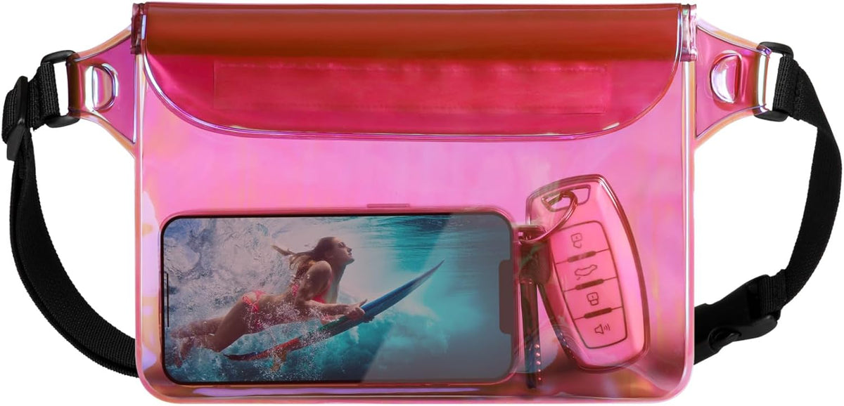 F-color Waterproof Fanny Pack - Cruise Essentials 2026 - Waterproof Pouch with Adjustable Waist Strap, Triple Zipper Roll-Top Dry Bag for Phone, Keep Passport Valuables Dry for Beach Kayaking Boating
