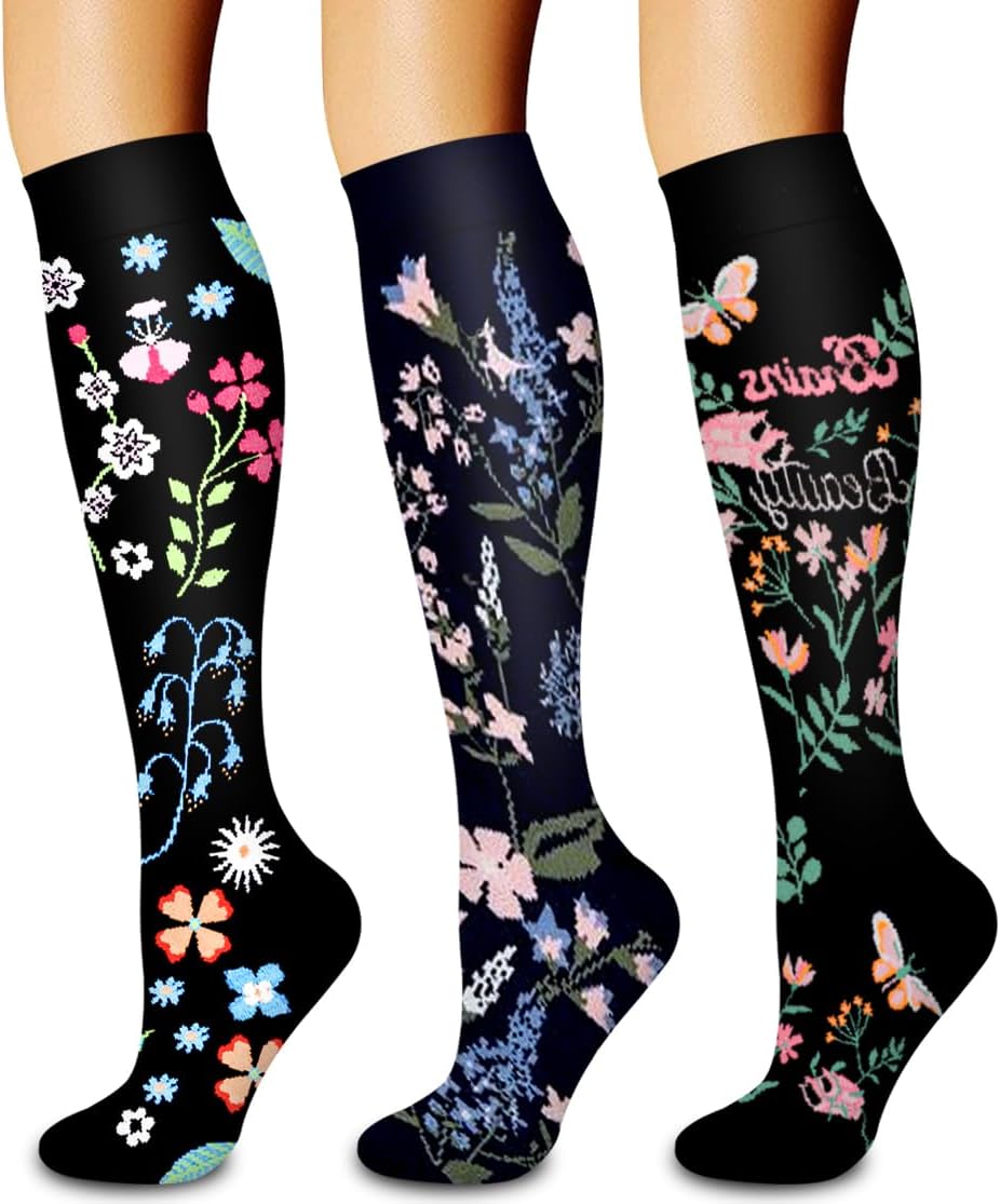 Laite Hebe 3 Pack Medical Compression Sock-Compression Sock For Women and Men Circulation -Best for Running,Nursing,Athletic Sports