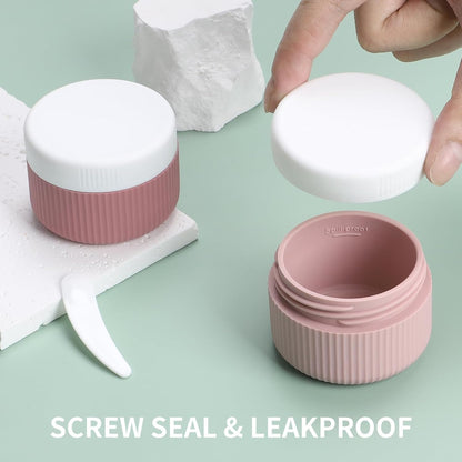 ME.FAN Travel Containers for Toiletries, TSA Approved 1.5 oz Silicone Cream Jars, Leak-proof Journey Containers, Trip Accessories with Lid for Cosmetic Face Hand 4 Pack White Lid - Morandi