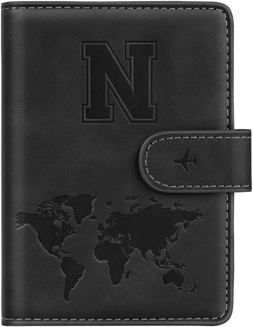 Passport Holder Cover Initail Letter A-Z Travel Wallet 3D Embossed Design RFID Blocking Card Holder Personalized Gift Passport Cover Wallet, Passport Book Holders for Women and Girls, Pink-A
