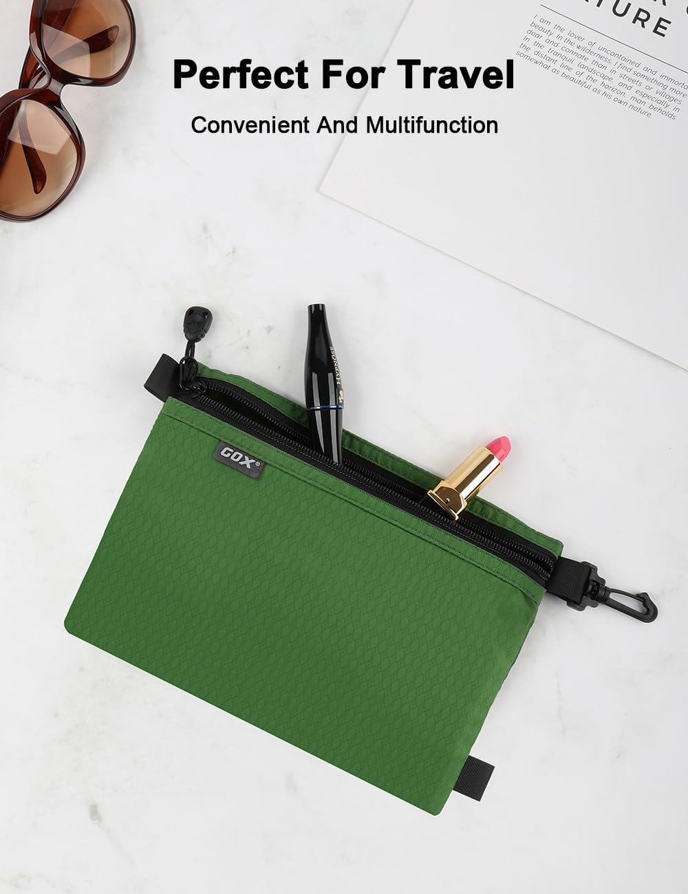 GOX Travel Toiletry Bag, Carry On Small Zipper Pouch, Cosmetic Kit Makeup, Digital Bag, Water Repellent Nylon (Orange)