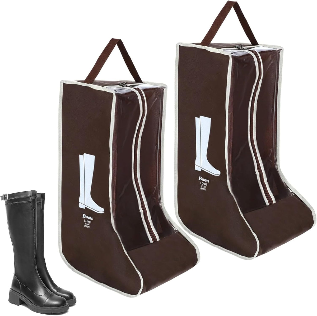 2pcs Boot Bags for Cowboy Boots Portable Boot Storage for Travel Dust Proof Boot Storage Organizer Tall Boots Shoe Cover Protector Bag