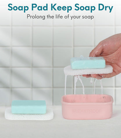Quatish Compact Leakproof Travel Soap Case, Silicone Soap Box with Draining Layer, Enhanced Soap Container, Suitable for Camping, Gym, Bathroom, Outdoor Essentials, Green