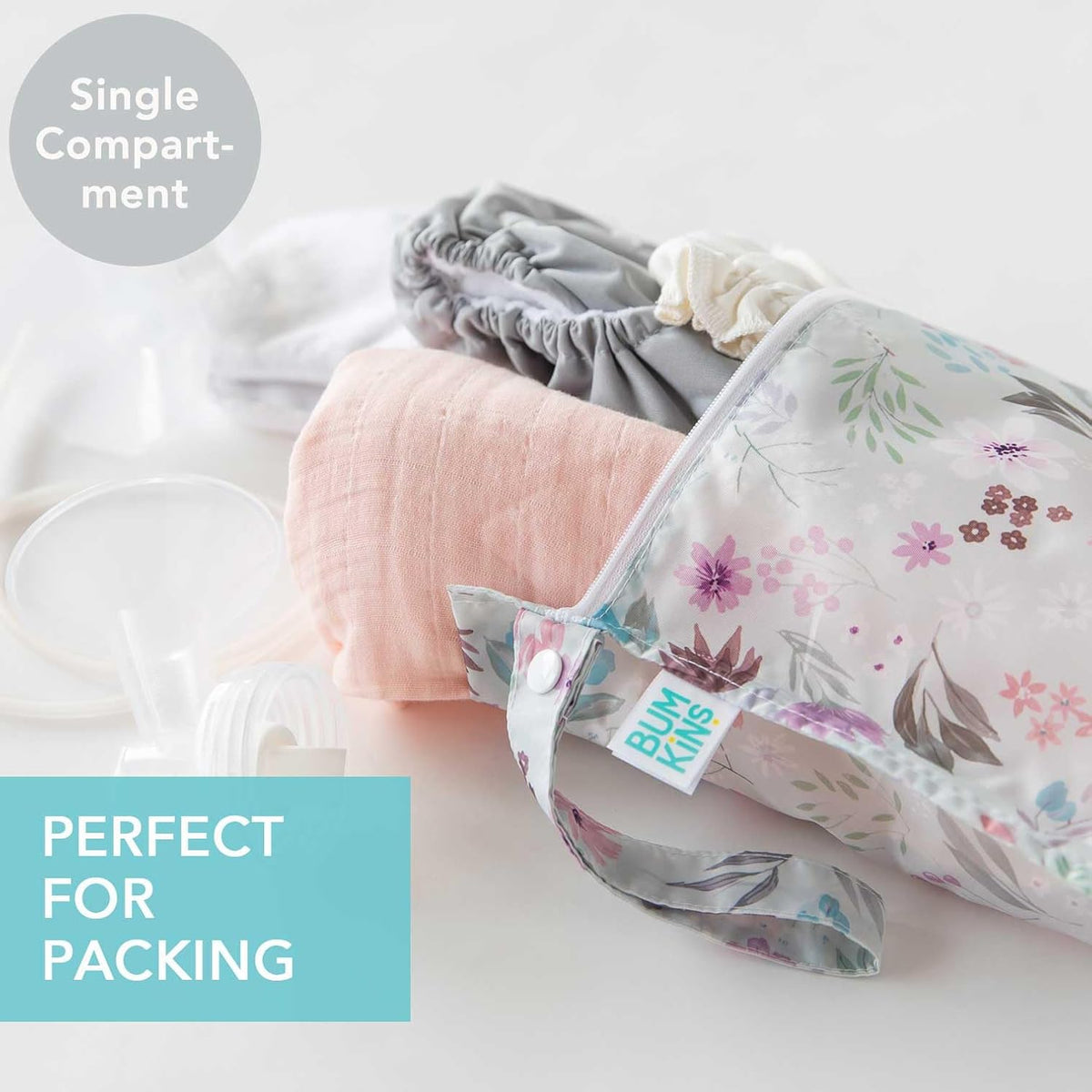 Bumkins Waterproof Wet Bag for Baby, Travel, Swim Suit, Cloth Diapers, Pump Parts, Pool, Beach, Gym Clothes, Toiletry, Hook to Stroller, Daycare, Zipper Reusable Wetdry Packing Pouch, Jungle