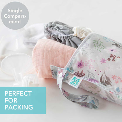 Bumkins Waterproof Wet Bag for Baby, Travel, Swim Suit, Cloth Diapers, Pump Parts, Pool, Beach, Gym Clothes, Toiletry, Hook to Stroller, Daycare, Zipper Reusable Wetdry Packing Pouch, Jungle