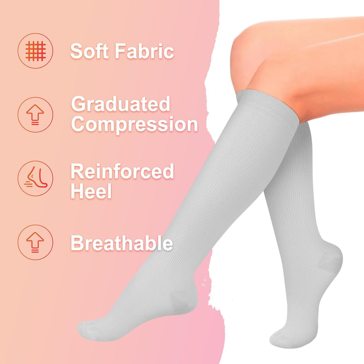 4 Pairs Compression Socks for Women Circulation-Best Support for Nurses,Running,Athletic,Travel