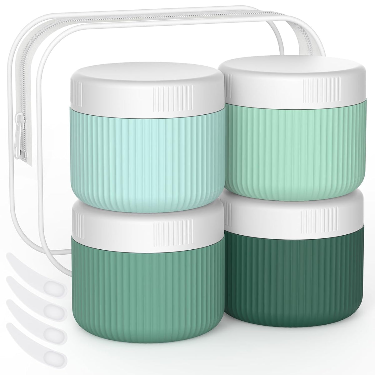 ME.FAN Travel Containers for Toiletries, TSA Approved 1.5 oz Silicone Cream Jars, Leak-proof Journey Containers, Trip Accessories with Lid for Cosmetic Face Hand 4 Pack White Lid - Morandi
