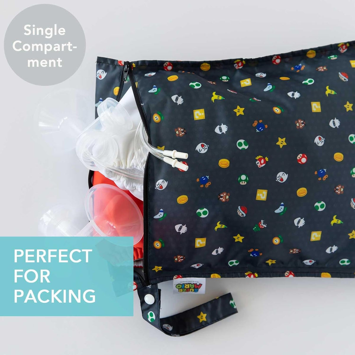 Bumkins Waterproof Wet Bag for Baby, Travel, Swim Suit, Cloth Diapers, Pump Parts, Pool, Beach, Gym Clothes, Toiletry, Hook to Stroller, Daycare, Zipper Reusable Wetdry Packing Pouch, Jungle
