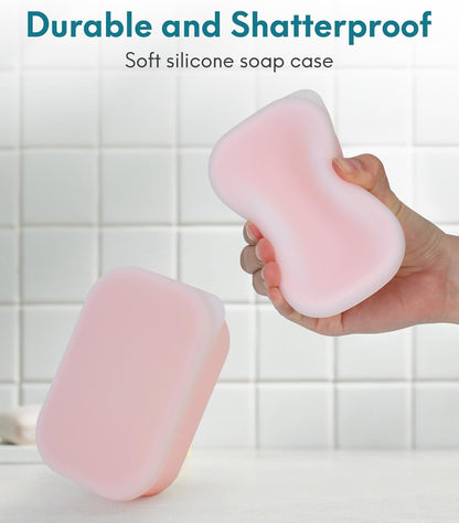 Quatish Compact Leakproof Travel Soap Case, Silicone Soap Box with Draining Layer, Enhanced Soap Container, Suitable for Camping, Gym, Bathroom, Outdoor Essentials, Green