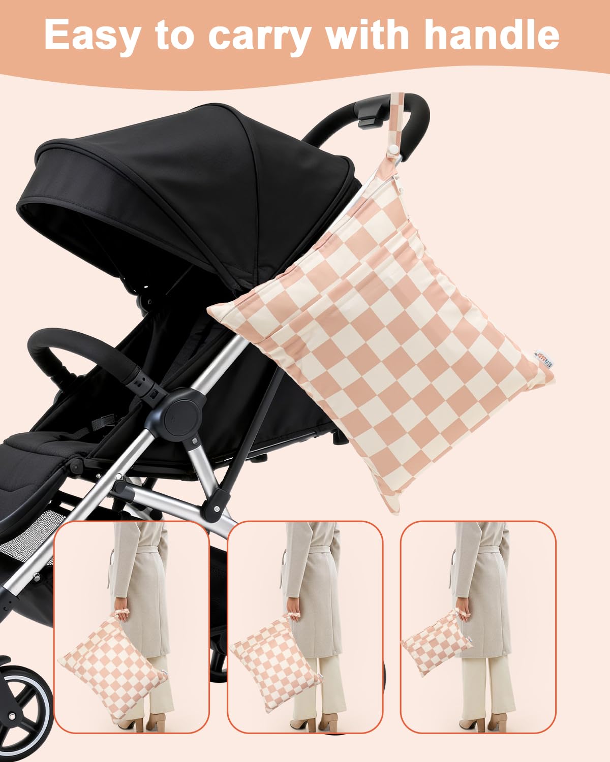 ALVA ALVABABY 3pcs Baby Cloth Diaper Wet/Dry Bags|Waterproof Reusable with Two Pockets|Travel, Beach, Pool, Daycare, Soiled Baby Items,Yoga,Gym Bag for Swimsuits or Wet Clothes 3L-ZM09 - Colors A