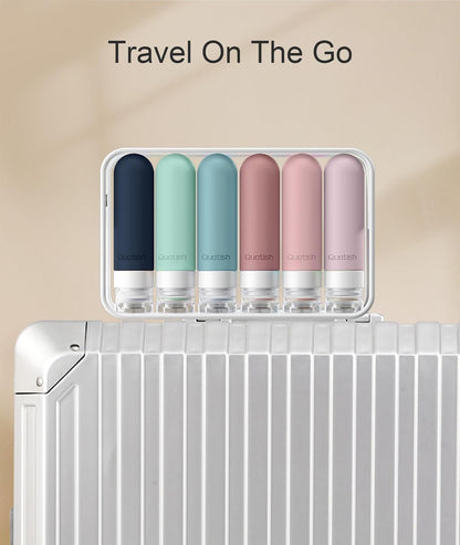 Quatish Travel Bottles for Toiletries 6 Pack, Original Patented Leakproof 3 oz Tsa Approved Travel Size Containers, BPA Free Silicone Shampoo and Conditioner Bottles, Camping Essentials