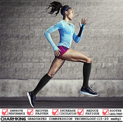 CHARMKING Compression Socks for Women & Men Circulation (8 Pairs) 15-20 mmHg Best Calf Socks Support for Athletic Cycling - Colors B