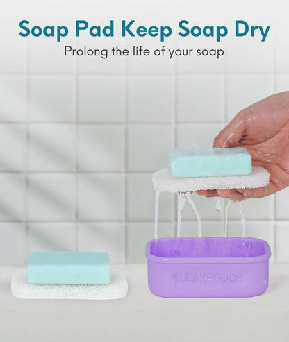 Quatish Compact Leakproof Travel Soap Case, Silicone Soap Box with Draining Layer, Enhanced Soap Container, Suitable for Camping, Gym, Bathroom, Outdoor Essentials, Green