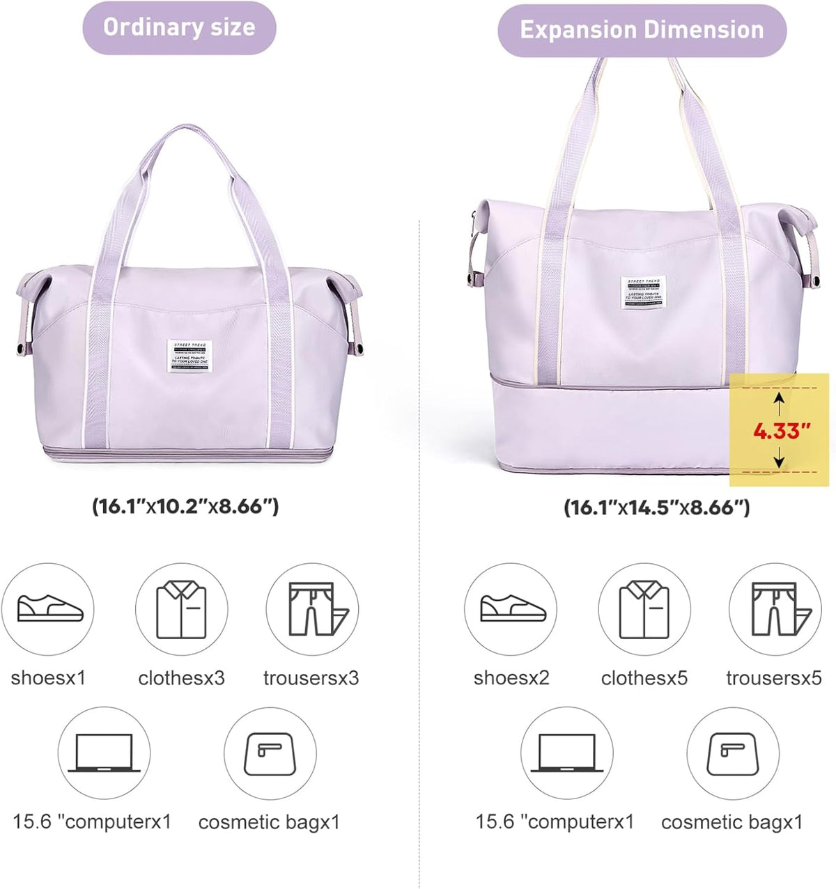 Travel Duffel Bag, Sports Tote Gym Bag, Shoulder Weekender Overnight Bag for Women - Colors A