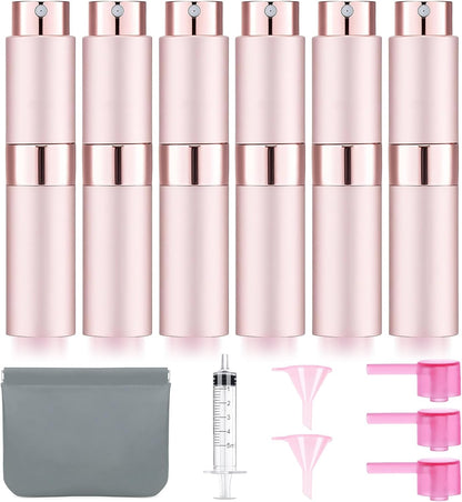 6 Pack 8ML Empty Perfume Atomizer Cologne Travel Spray Bottle for Refill Portable Cologne Dispenser Mini Sprayer for Women Men Twist Tpye