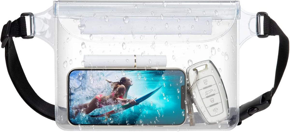 F-color Waterproof Fanny Pack - Cruise Essentials 2026 - Waterproof Pouch with Adjustable Waist Strap, Triple Zipper Roll-Top Dry Bag for Phone, Keep Passport Valuables Dry for Beach Kayaking Boating