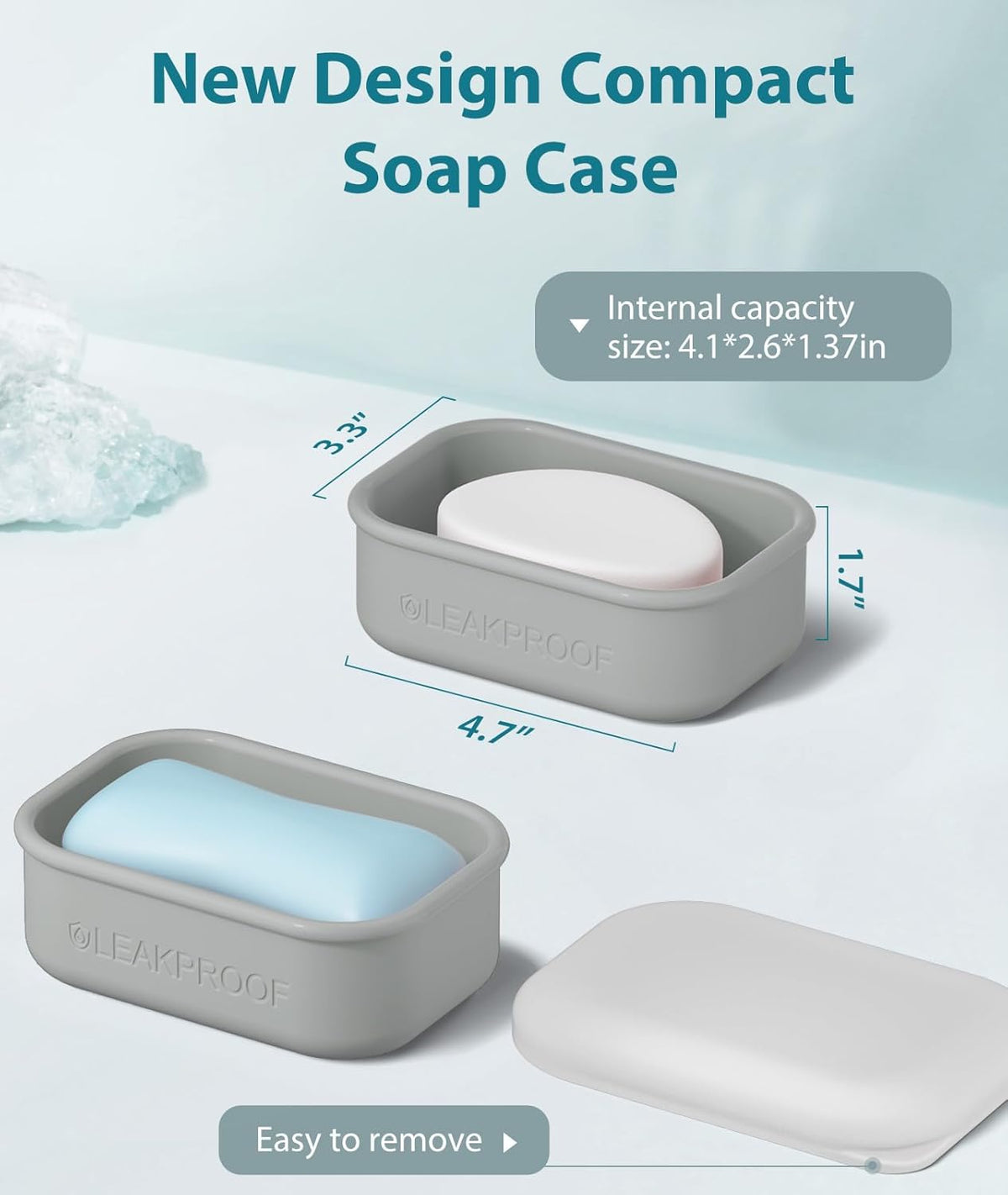 Quatish Compact Leakproof Travel Soap Case, Silicone Soap Box with Draining Layer, Enhanced Soap Container, Suitable for Camping, Gym, Bathroom, Outdoor Essentials, Green