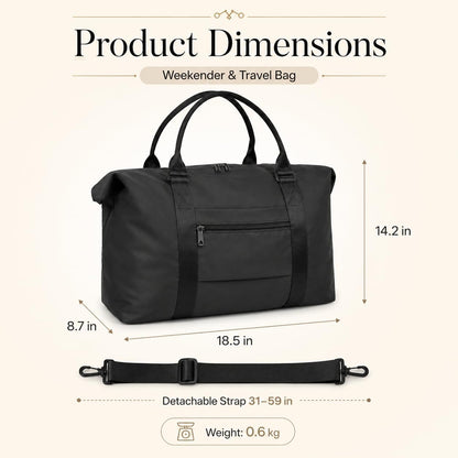 Travel Duffle Bag, Weekender Travel Bag Men Small Gym Bag for Women, Hospital Bag for Labor and Delivery, Overnight Bag Luggage Bag with Trolley Sleeve, Airplane Travel Essentials for Flying(Black)