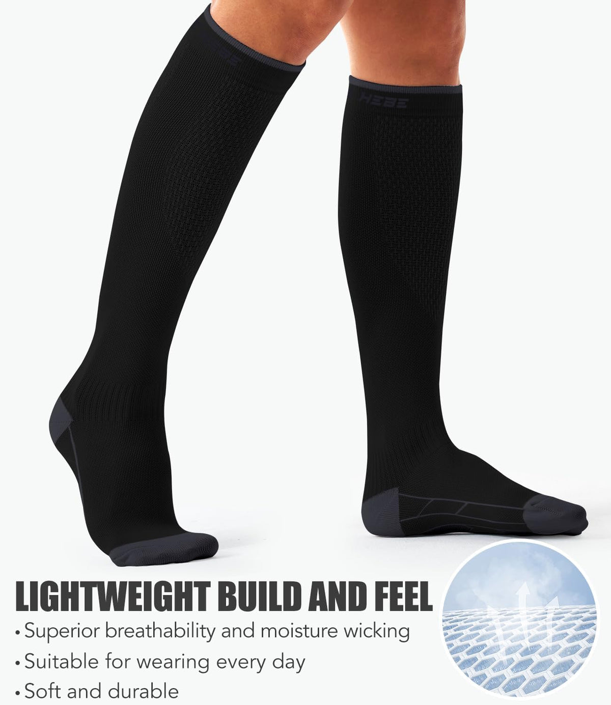 Laite Hebe 3 Pack Medical Compression Sock-Compression Sock For Women and Men Circulation -Best for Running,Nursing,Athletic Sports