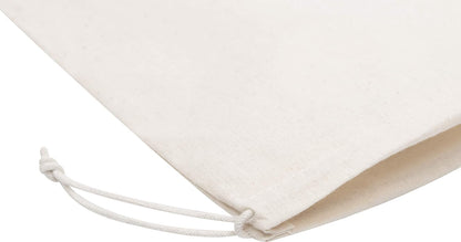 DR 100% Cotton Muslin Drawstring Bags (10x15 Inch - 12-Pack) Large Natural Unbleached Beige Fabric Storage Pouches for Clothes Produce Bulk Items Laundry Travel Gifts