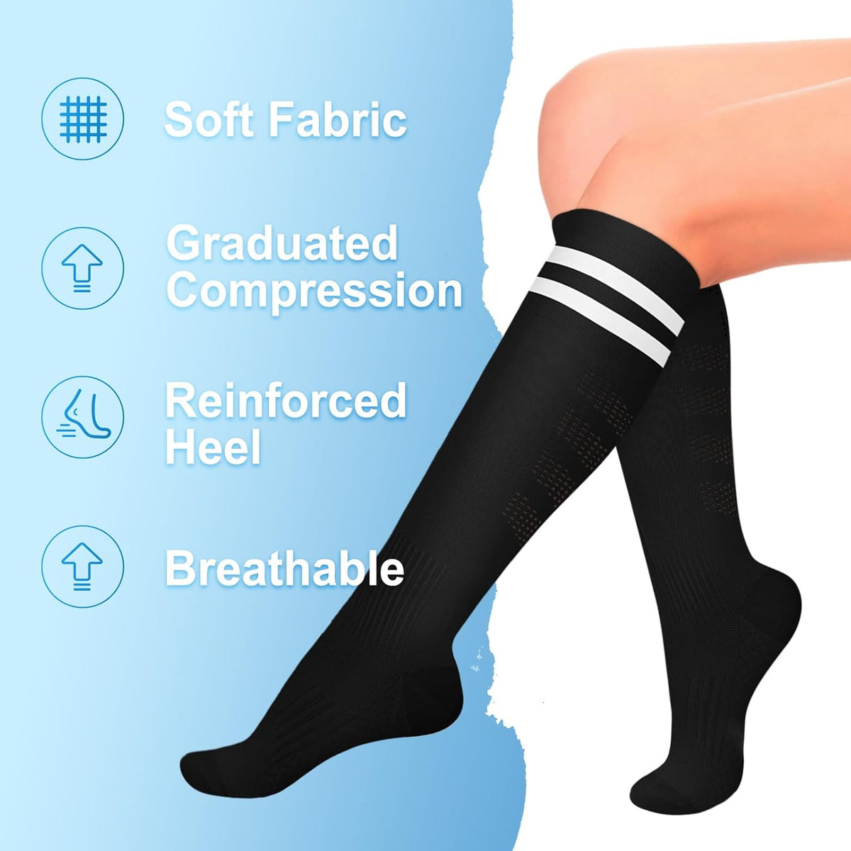 4 Pairs Compression Socks for Women Circulation-Best Support for Nurses,Running,Athletic,Travel