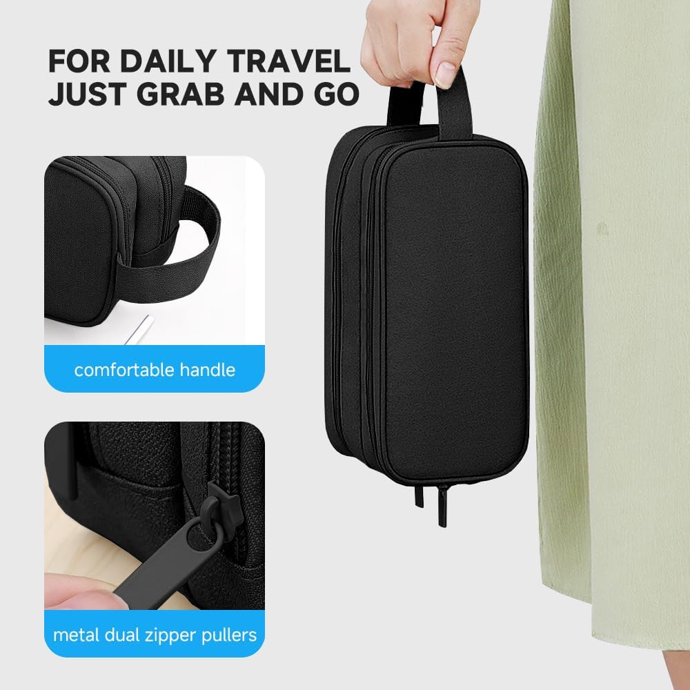Teskyer Tech Organizer Pouch – Portable Waterproof Electronics Bag with Compartments for Cables, Chargers, Earbuds & Phone (Black)