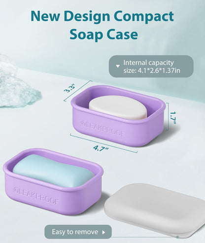 Quatish Compact Leakproof Travel Soap Case, Silicone Soap Box with Draining Layer, Enhanced Soap Container, Suitable for Camping, Gym, Bathroom, Outdoor Essentials, Green