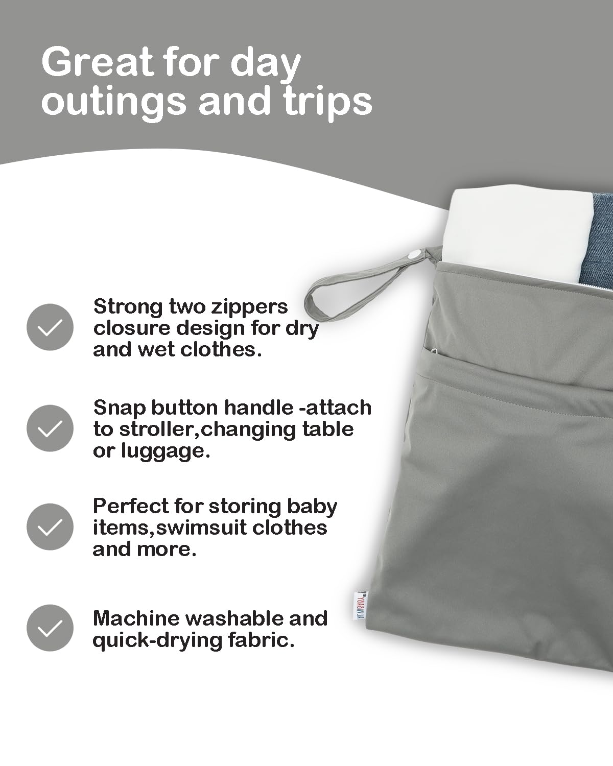 ALVA ALVABABY 3pcs Baby Cloth Diaper Wet/Dry Bags|Waterproof Reusable with Two Pockets|Travel, Beach, Pool, Daycare, Soiled Baby Items,Yoga,Gym Bag for Swimsuits or Wet Clothes 3L-ZM09 - Colors A