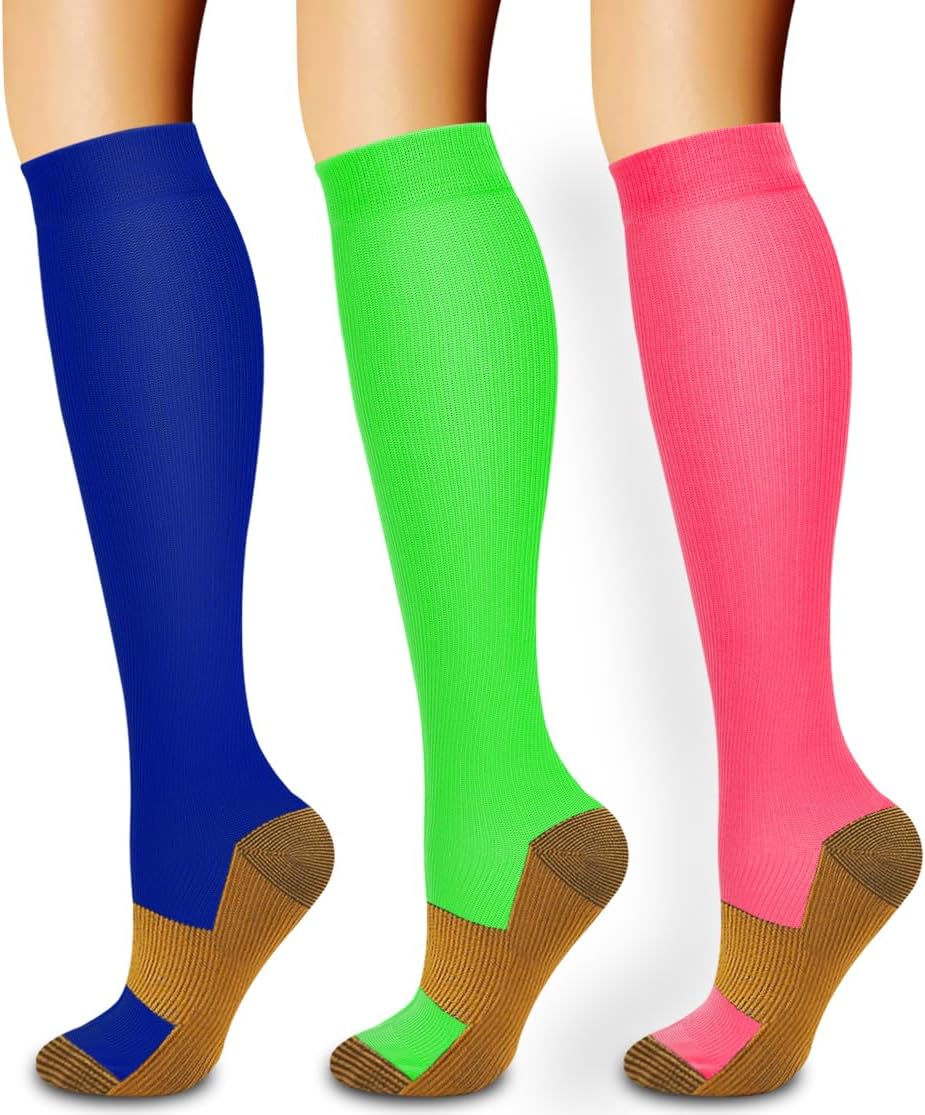 Laite Hebe 3 Pack Medical Compression Sock-Compression Sock For Women and Men Circulation -Best for Running,Nursing,Athletic Sports