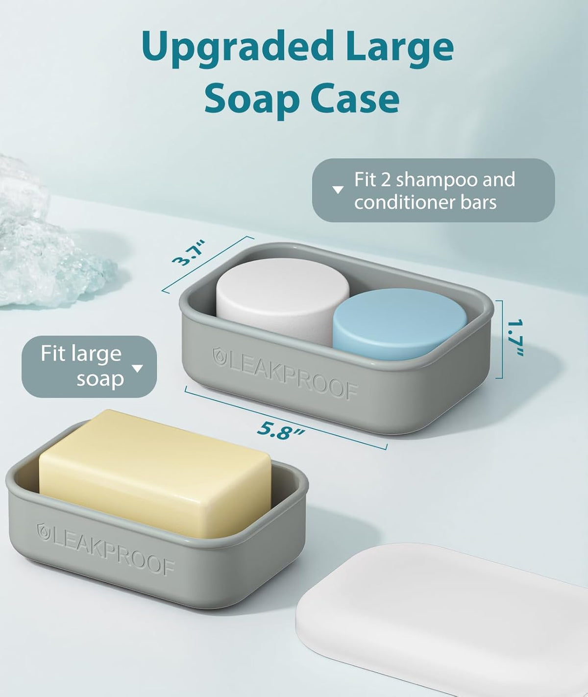 Quatish Compact Leakproof Travel Soap Case, Silicone Soap Box with Draining Layer, Enhanced Soap Container, Suitable for Camping, Gym, Bathroom, Outdoor Essentials, Green