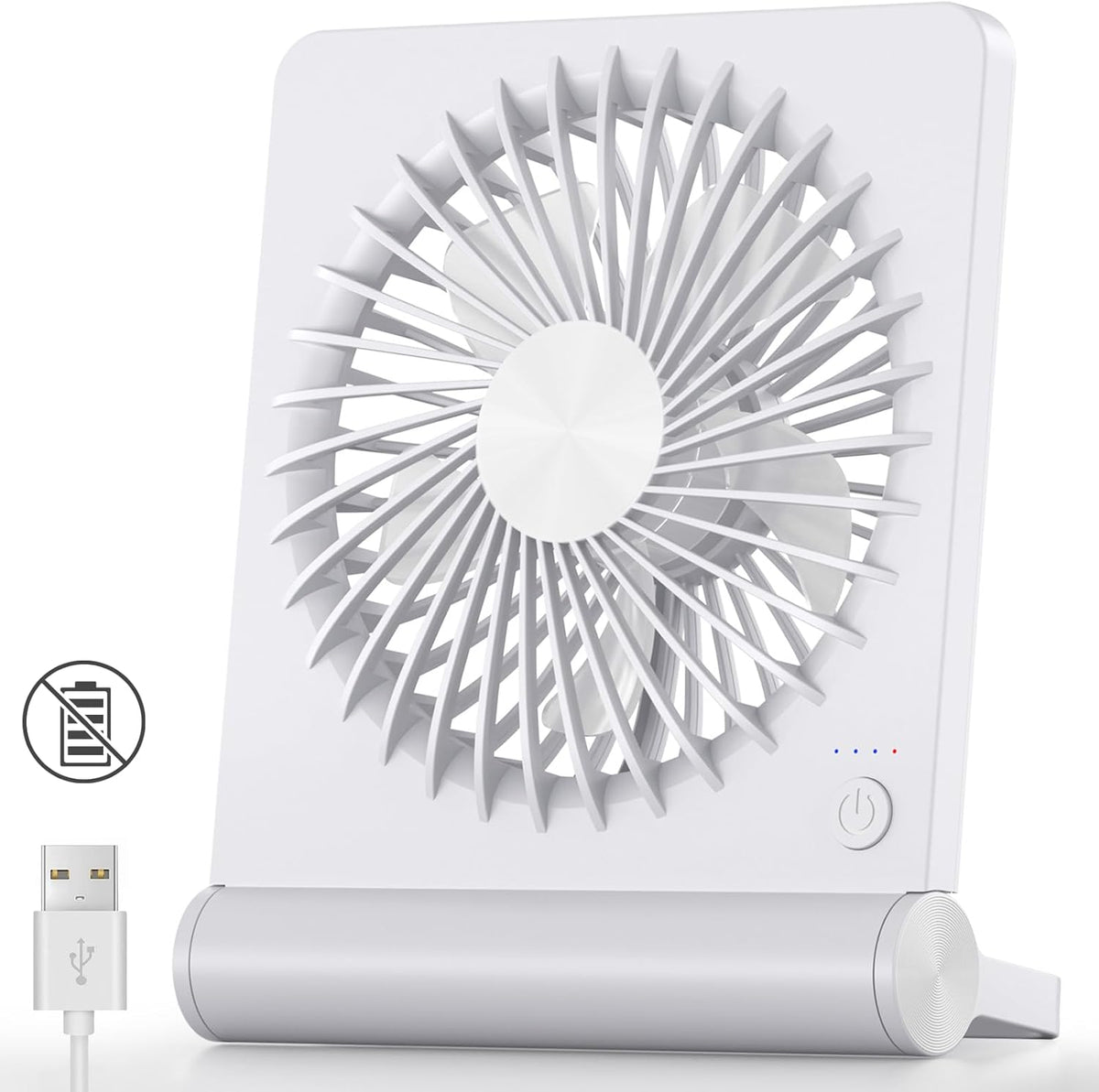 Koonie USB Desk Fan, Strong Wind Ultra Quiet Small Personal Fan with 180° Tilt Folding and 3 Speeds Adjustable, USB-C Corded Powered Mini USB Fan for Office Desktop Bedroom, NO BATTERY