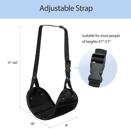 Airplane Travel Foot Hammock, Adjustable Footrest for Long Flight Trip, Travel Essentials to Relax Feet, Black