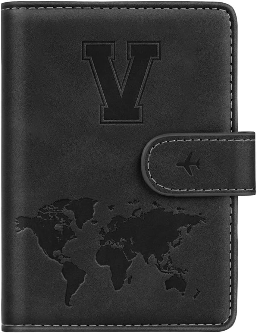 Passport Holder Cover Initail Letter A-Z Travel Wallet 3D Embossed Design RFID Blocking Card Holder Personalized Gift Passport Cover Wallet, Passport Book Holders for Women and Girls, Pink-A
