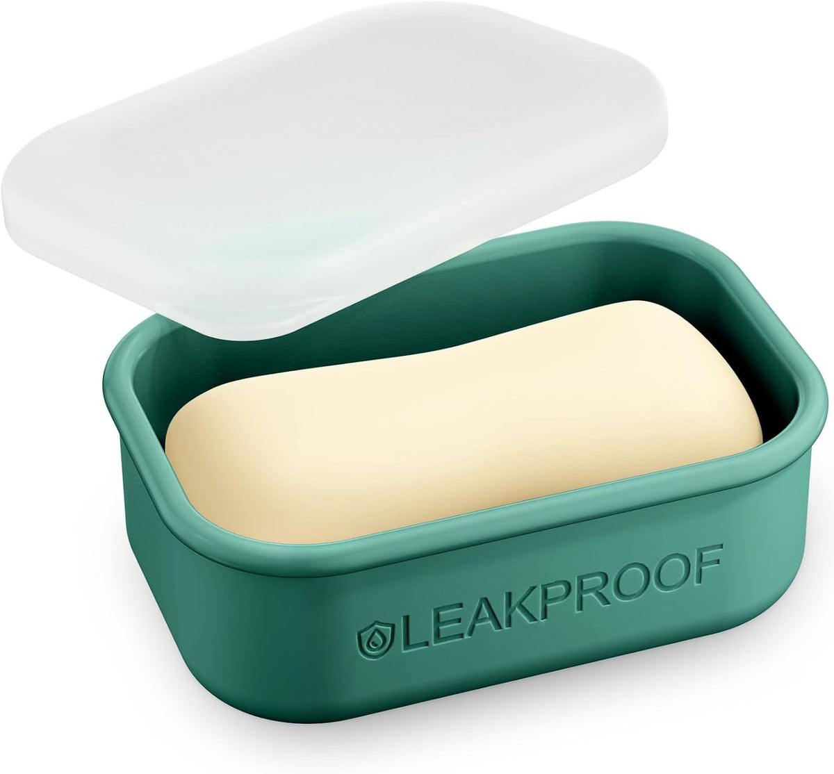Quatish Compact Leakproof Travel Soap Case, Silicone Soap Box with Draining Layer, Enhanced Soap Container, Suitable for Camping, Gym, Bathroom, Outdoor Essentials, Green