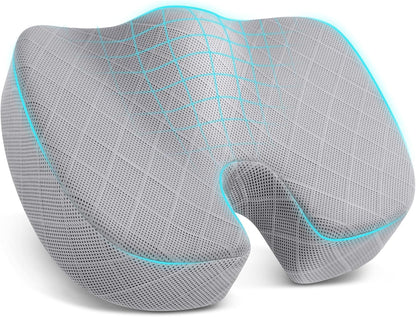 TushGuard Seat Cushion, Memory Foam Office Chair Cushion - Grey, Large