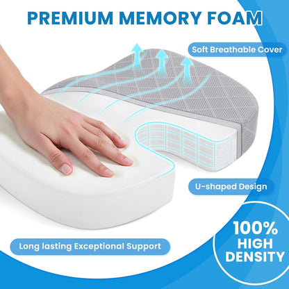 TushGuard Seat Cushion, Memory Foam Office Chair Cushion - Grey, Large