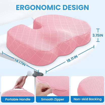 TushGuard Seat Cushion, Memory Foam Office Chair Cushion - Grey, Large