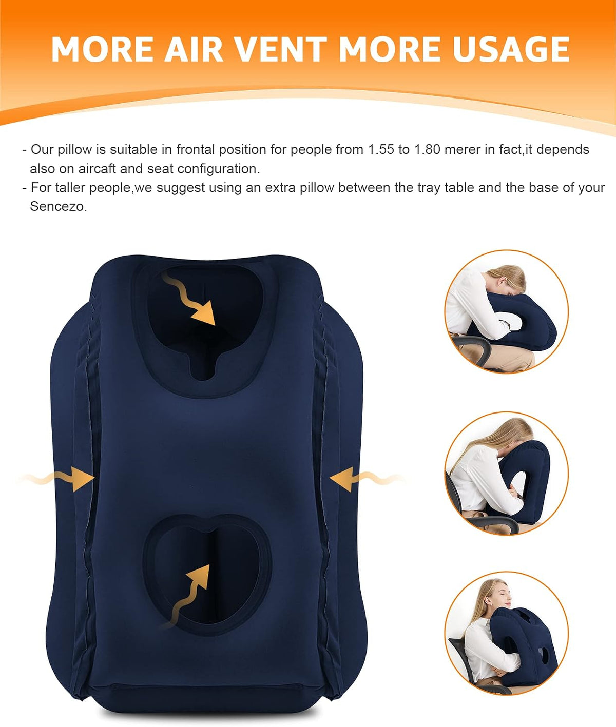 Travel Pillow, Inflatable Neck Pillow Used for Airplanes/Cars/Buses/Trains/Office Napping with Eye Mask/Earplugs (Blue)
