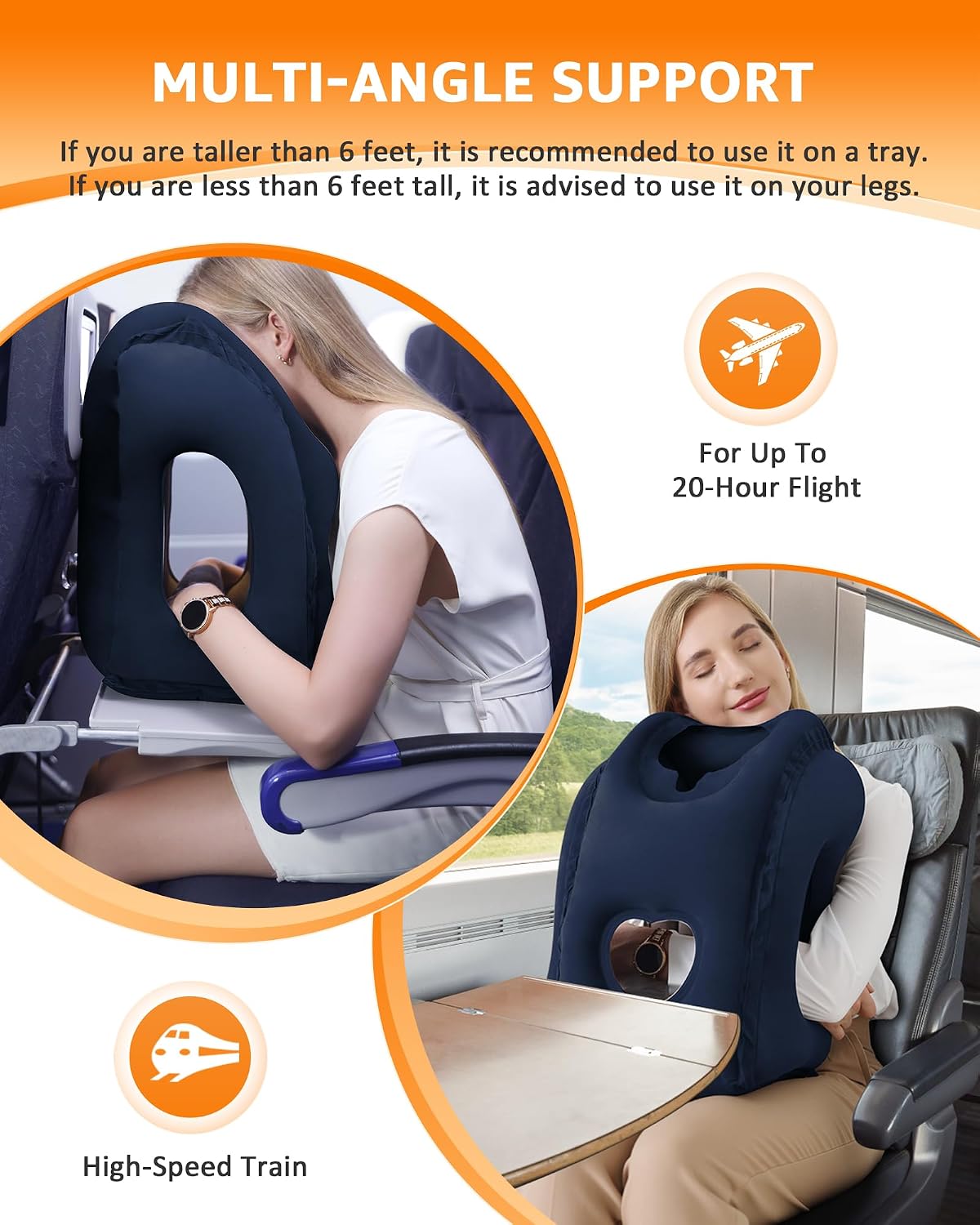 Travel Pillow, Inflatable Neck Pillow Used for Airplanes/Cars/Buses/Trains/Office Napping with Eye Mask/Earplugs (Blue)