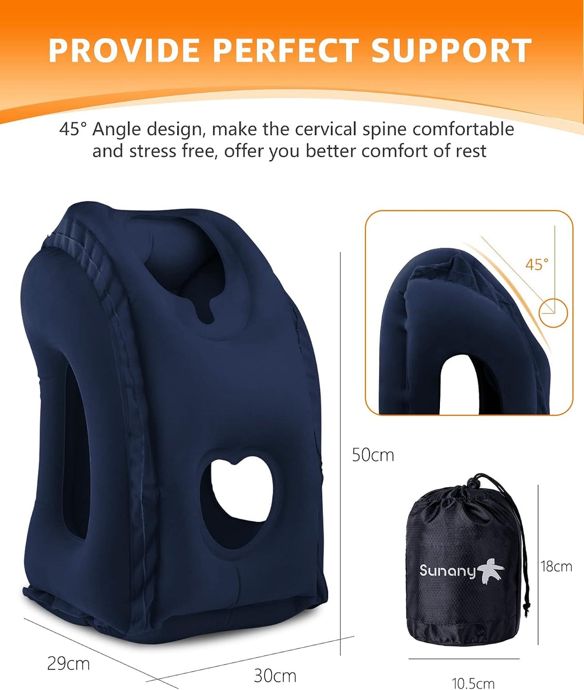 Travel Pillow, Inflatable Neck Pillow Used for Airplanes/Cars/Buses/Trains/Office Napping with Eye Mask/Earplugs (Blue)