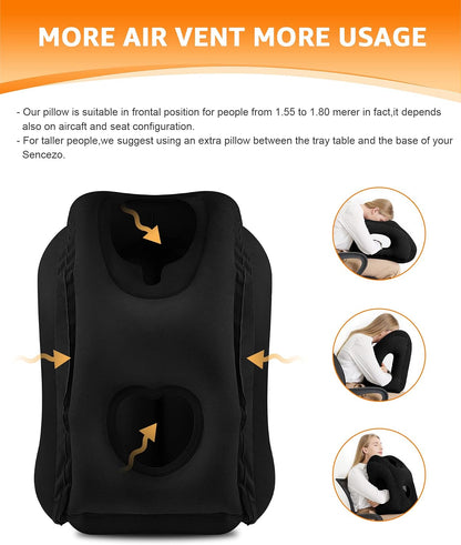 Travel Pillow, Inflatable Neck Pillow Used for Airplanes/Cars/Buses/Trains/Office Napping with Eye Mask/Earplugs (Blue)