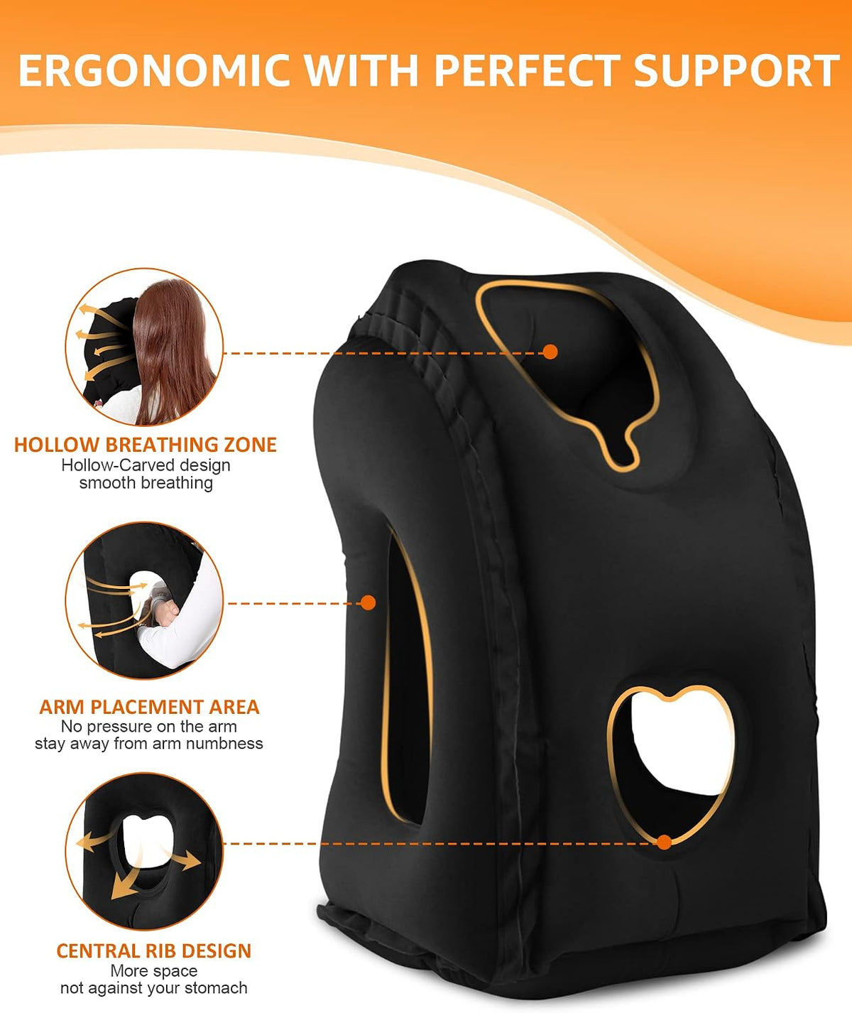 Travel Pillow, Inflatable Neck Pillow Used for Airplanes/Cars/Buses/Trains/Office Napping with Eye Mask/Earplugs (Blue)